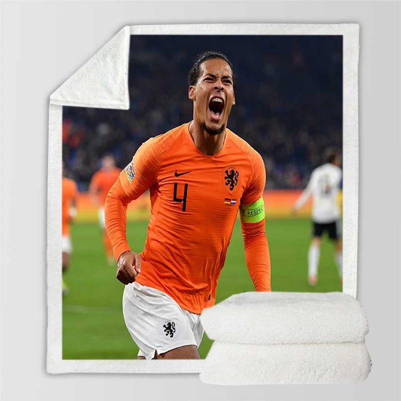 Virgil van Dijk  Netherlands Soccer Captain Sherpa Fleece Blanket