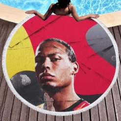 Virgil van Dijk Popular Soccer Player Round Beach Towel 1