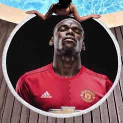 Vivacious United Football Player Paul Pogba Round Beach Towel 1