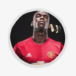 Vivacious United Football Player Paul Pogba Round Beach Towel