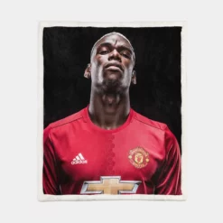 Vivacious United Football Player Paul Pogba Sherpa Fleece Blanket 1