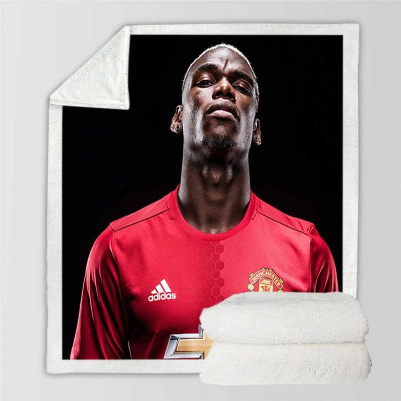 Vivacious United Football Player Paul Pogba Sherpa Fleece Blanket