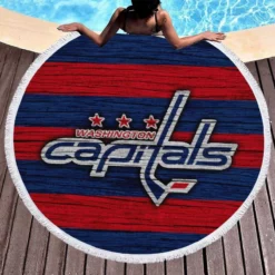 Washington Capitals NHL Logo Round Beach Towel 1