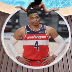 Washington Wizards Russell Westbrook NBA Round Beach Towel 1