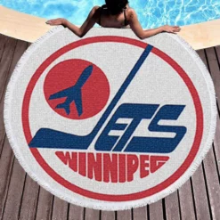 Winnipeg Jets NHL Club Logo Round Beach Towel 1