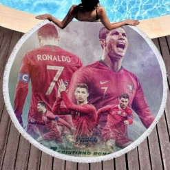 World Best Sportsman Cristiano Ronaldo Round Beach Towel 1