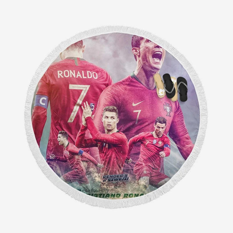 World Best Sportsman Cristiano Ronaldo Round Beach Towel