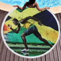 World Champion Usain Bolt Round Beach Towel 1