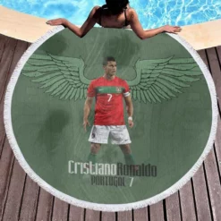 World Cup Portugal Player Cristiano Ronaldo Round Beach Towel 1