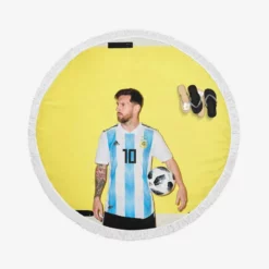 World Cup Winning Captain Lionel Messi Round Beach Towel