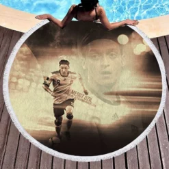 World Cup Winning Soccer Player Mesut Ozil Round Beach Towel 1