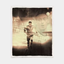 World Cup Winning Soccer Player Mesut Ozil Sherpa Fleece Blanket 1