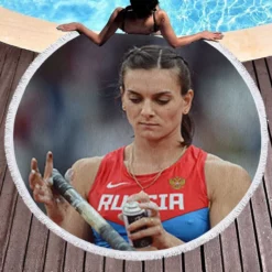 World Record Athlete Yelena Isinbayeva Round Beach Towel 1