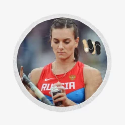 World Record Athlete Yelena Isinbayeva Round Beach Towel