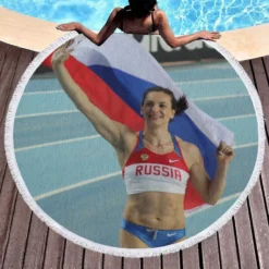 Yelena Isinbayeva Russian Athlete Round Beach Towel 1