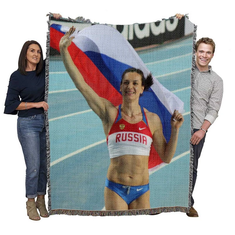 Yelena Isinbayeva Russian Athlete Woven Blanket