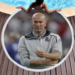 Zinedine Zidane Competitive Football Round Beach Towel 1