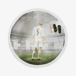 Zinedine Zidane Football Legend Round Beach Towel