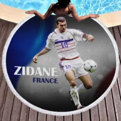 Zinedine Zidane France Football Player Round Beach Towel 1