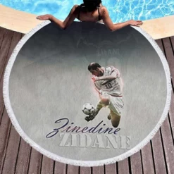 Zinedine Zidane France World Cup Footballer Round Beach Towel 1