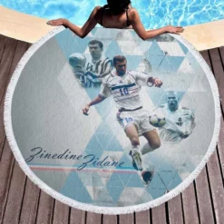 Zinedine Zidane French Footballer Round Beach Towel 1