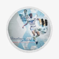 Zinedine Zidane French Footballer Round Beach Towel