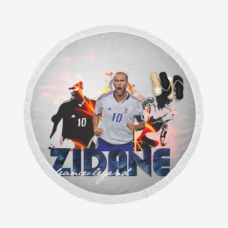 Zinedine Zidane Inspiring Football Round Beach Towel