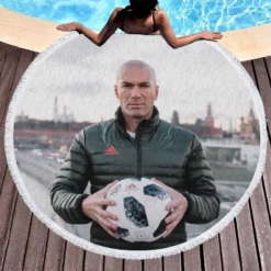 Zinedine Zidane Top Ranked Footballer Round Beach Towel 1