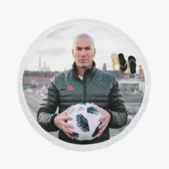 Zinedine Zidane Top Ranked Footballer Round Beach Towel