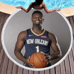 Zion Williamson Popular NBA New Orleans Player Round Beach Towel 1