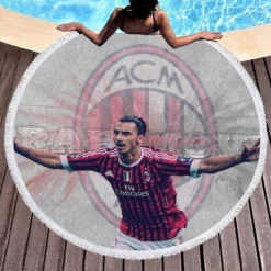 Zlatan Ibrahimovic Honorable AC Milan Football Round Beach Towel 1