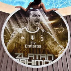 Zlatan Ibrahimovic UEFA Super Cup Football Round Beach Towel 1