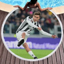 celebrated Football Player Paulo Dybala Round Beach Towel 1