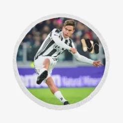 celebrated Football Player Paulo Dybala Round Beach Towel