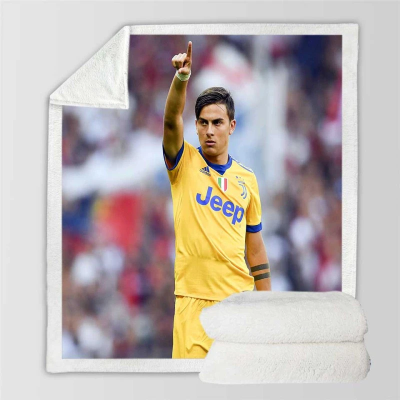 competitive Football Player Paulo Bruno Dybala Sherpa Fleece Blanket