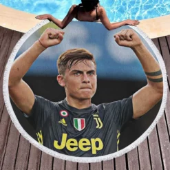 dependable Juve sports Player Paulo Bruno Dybala Round Beach Towel 1