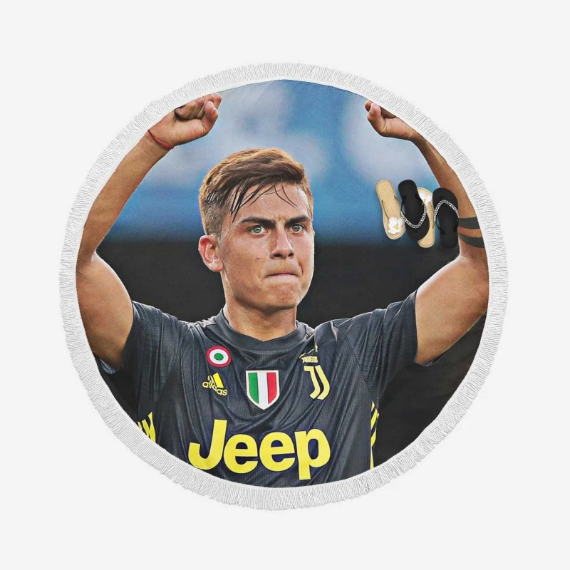 dependable Juve sports Player Paulo Bruno Dybala Round Beach Towel