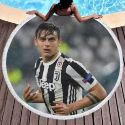 determined Juve Footballer Player Paulo Dybala Round Beach Towel 1