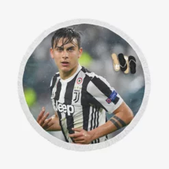 determined Juve Footballer Player Paulo Dybala Round Beach Towel