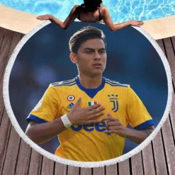 enduring Juve Football Player Paulo Dybala Round Beach Towel 1