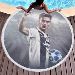 ethical Football Player Paulo Bruno Dybala Round Beach Towel 1