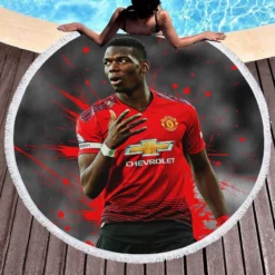 extraordinary United Football Player Paul Pogba Round Beach Towel 1