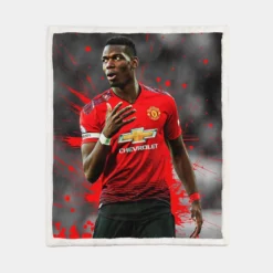 extraordinary United Football Player Paul Pogba Sherpa Fleece Blanket 1