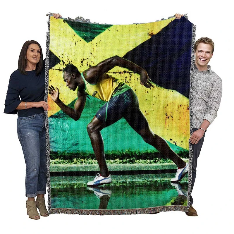 Usain Bolt Woven Blankets